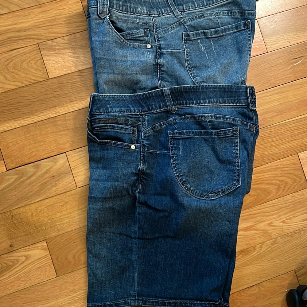 Democracy AB Solution shorts, inseam 9 inches. Both size 16, one is dark blue